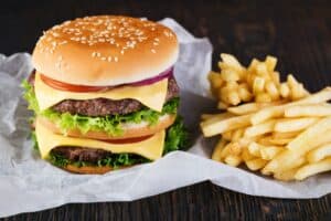 burger and french fries