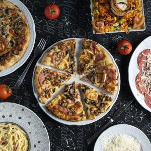 Variety of typical dishes of Italian cuisine